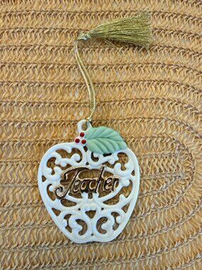 Lenox Teacher Apple Ornament For the Holidays NIB